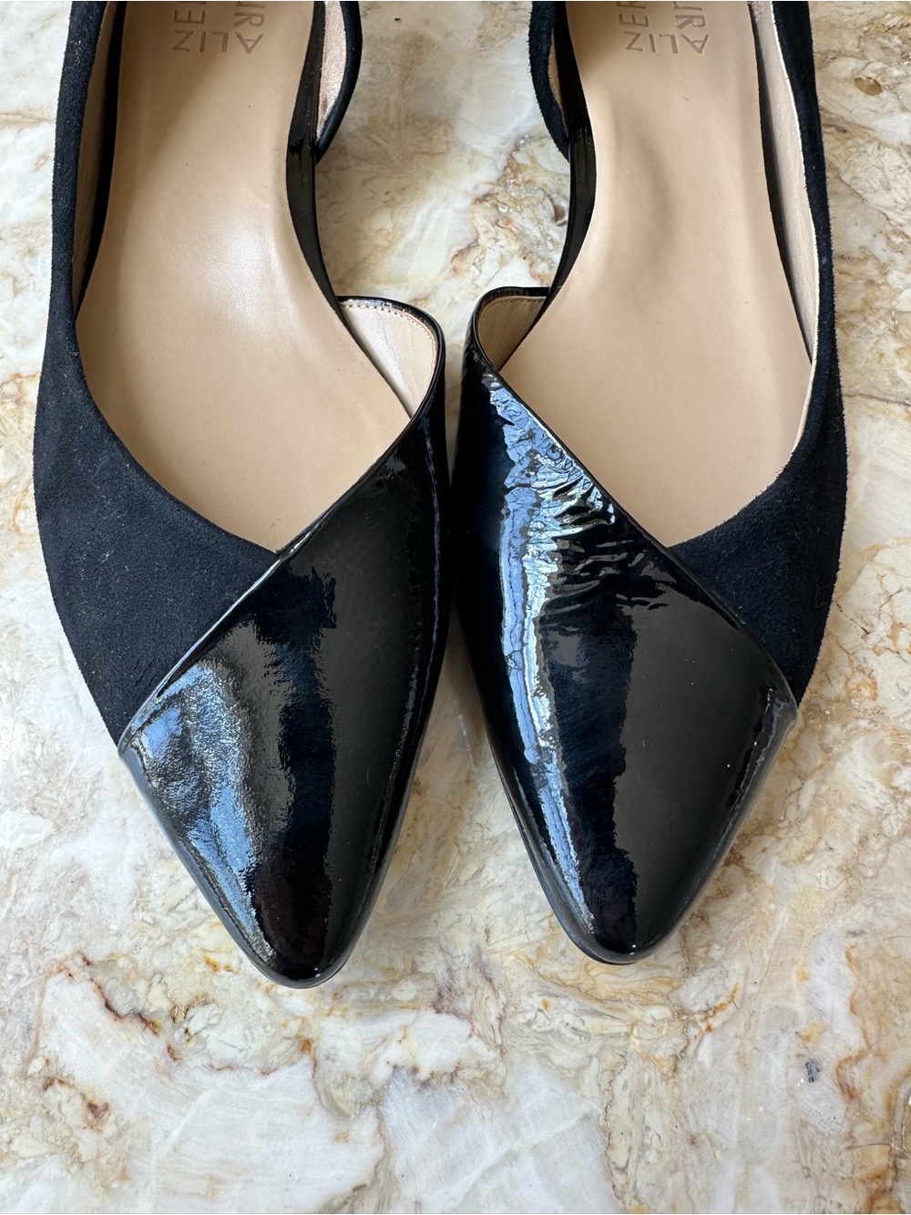 NEW Naturalizer Hayden Half d'Orsay Black Pointed Flats Ballet Leather Sz 9.5 - Picture 5 of 8